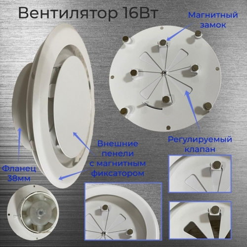 Тонкий бесшумный вытяжной вентилятор для ванной Mmotors ММC 100 белый